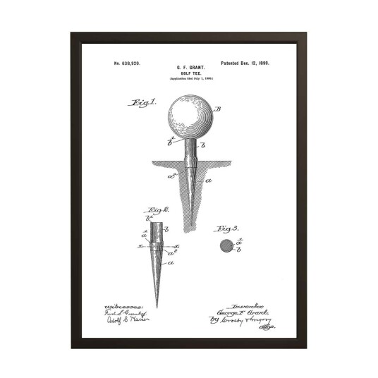 Patentskitsetegning Plakat Golf Tee