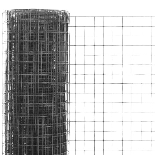 vidaXL Trådgjerde kylling stål med PVC belegg 25x0,5 m grå