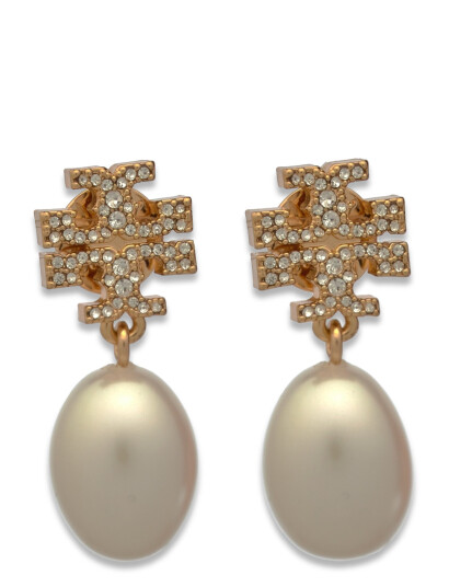 TORY BURCH Kira Pave Pearl Drop Earring |Guld |One Size