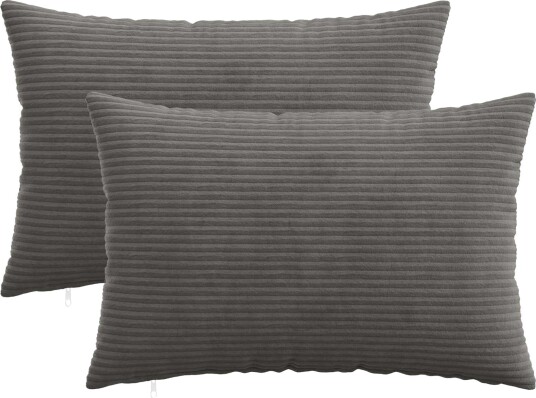 vidaXL Putetrekk 2 pcs HEERLEN Mørkegrå 50 x 80 cm cordfløyel
