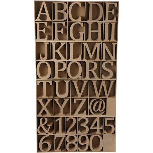 Bokstaver Creativ Company også Sifre Og Symboler Av Tre 13 cm Tykkelse 2 cm 160 stk/1 Pk