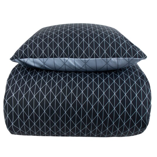 Borg Living Sengetøy 200x200 cm - Harlequin blå sengesett - 100% bomull -  dobbeltdynetrekk