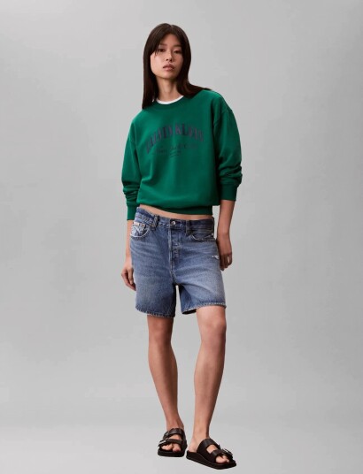 Calvin Klein Jeans Logo Graphic Crewneck Sweatshirt Green S