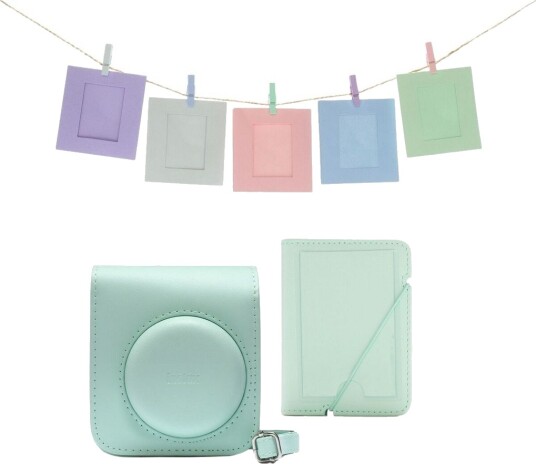 Fujifilm Instax Mini 12 Tilbehørssett med Veske, Album og Rammer - Mintgrønn Fujifilm Instax Mini 12 Tilbehørssett med Veske, Album og Rammer - Mintgrønn