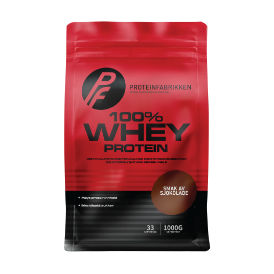 Proteinfabrikken 100 % Whey Proteinpulver Sjokolade 1 kg Proteinfabrikken 100 % Whey Proteinpulver Sjokolade 1 kg