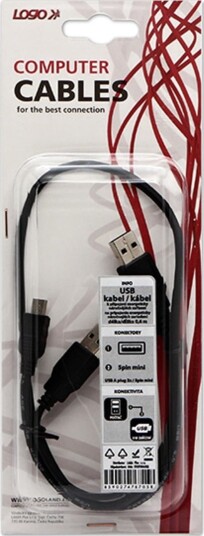 Usb-Kabel: Usb-Logo Usb-A Til Microusb + Usb-A 0,6 M Sort