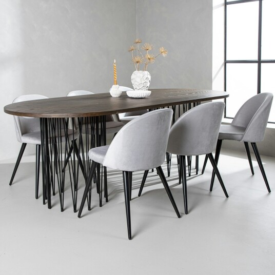 Furniture/Fashion Spisegruppe furniture/fashion Stone med 6 Velvet Stoler GR22824 Furniture/Fashion Spisegruppe furniture/fashion Stone med 6 Velvet Stoler GR22824