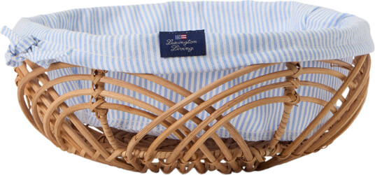 Lexington Home Wavy Rattan Basket With Liner (Diam 26Cm) - Blue - ONE SIZE