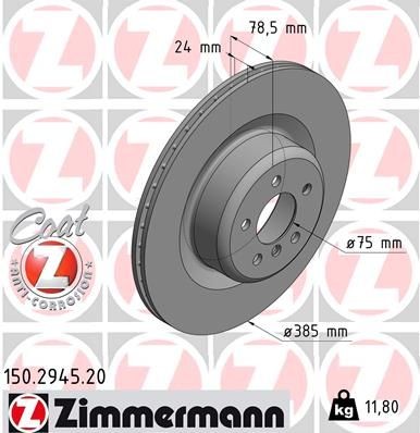 Bremseskive ZIMMERMANN 150.2945.20 Bremseskive ZIMMERMANN 150.2945.20