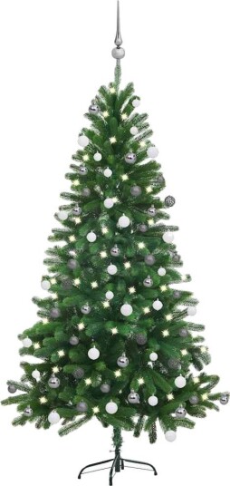 vidaXL Kunstig juletre med LED og kulesett 150 cm grønn