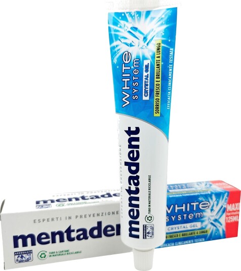 Whitening Tannkrem MENTADENT White System Crystal Gel 125 ml