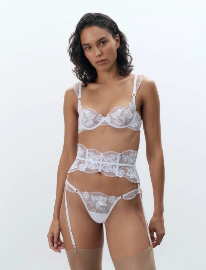 Bluebella Gabriella Waspie Suspender With Detachable Suspenders White 38