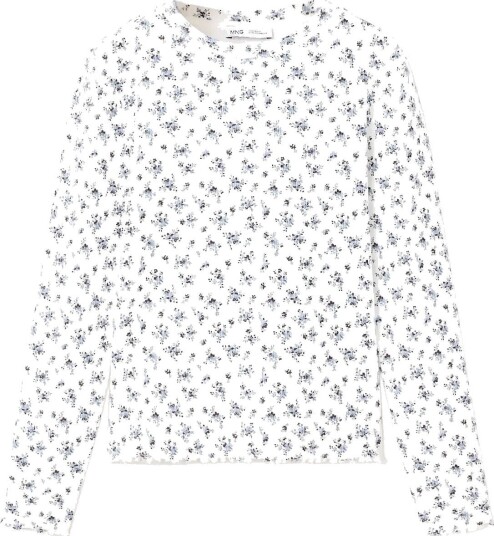 Mango Ribbed Flower T-Shirt - NATURAL WHITE - 128