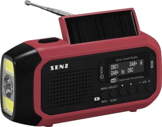 Senz Trail 2.Gen solar crank radio Rød Senz Trail 2.Gen solar crank radio Rød