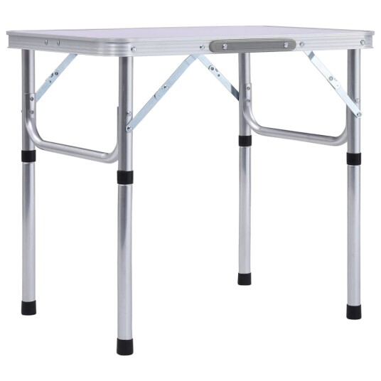 Sammenleggbart campingbord hvit aluminium 60x45 cm