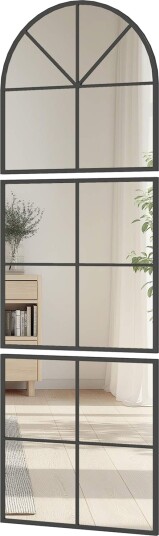 Buet veggspeil – 3 delt svart metallramme 60x180 cm Buet veggspeil – 3 delt svart metallramme 60x180 cm