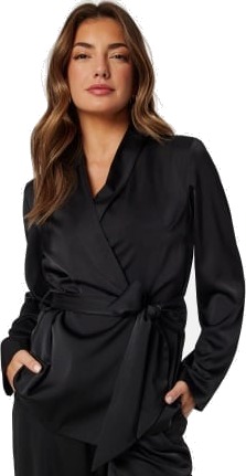 BUBBLEROOM Pilar Soft Satin Blazer Black 36 BUBBLEROOM Pilar Soft Satin Blazer Black 36