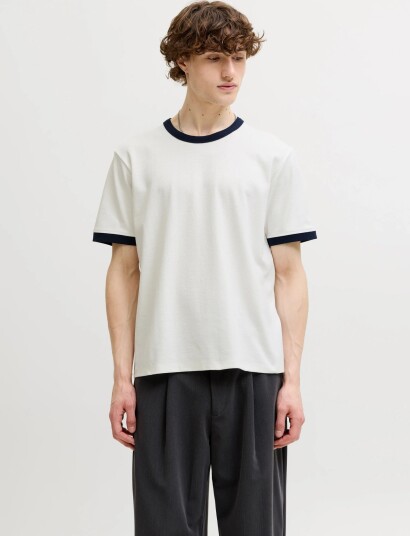 Jack & Jones Jorsavona Ringer Tee Ss Cn Styd Ss26 Navy XL