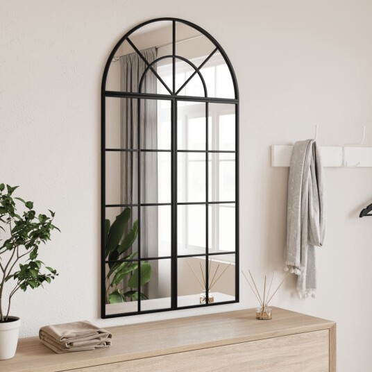 Veggspeil svart 60x110 cm buet jern Veggspeil svart 60x110 cm buet jern