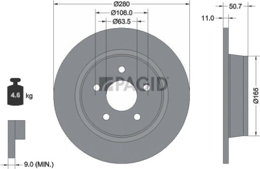 PAGID 55389NC Bremseskive