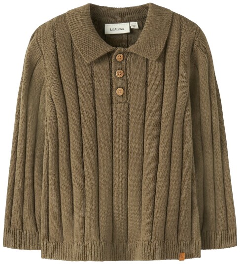 Lil"Atelier Nmmlomon Ls Loose Knit Polo Lil Khaki green 92