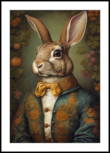 Regal Rabbit Portrait Plakat Plakat / 70x100cm