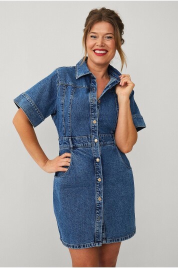 Ellos Collection Denimkjole Fig Blå
