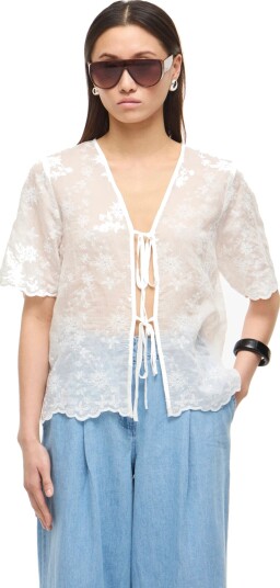 ROUGE EDIT Roukaia 2/4 V Neck Top   White   36