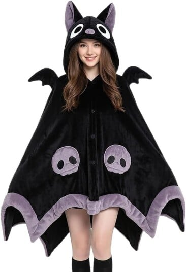Halloween Flaggermusteppe med Hette til Voksen