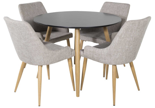 Venture Design Plaza & Plaza spisegruppe Svart/grå 4 st stoler & bord 100 cm