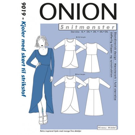 ONION Snittmønster Plus 9019 Kjoler med Skjørt Str XL 5XL