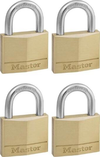 Master Lock Hengelås 150Eurqnop 50 mm, Messing, 4-Pakning