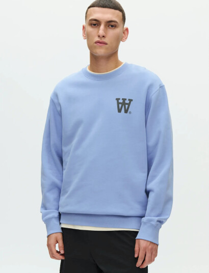 WOOD WOOD Wwnoel Aa Chest Print Sweatshirt   Blue   M