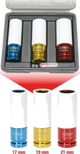 Ks Tools 1/2" Støpselsett med 3 Hoder i Krom-Molybden-Stål Ks Tools 1/2" Støpselsett med 3 Hoder i Krom-Molybden-Stål