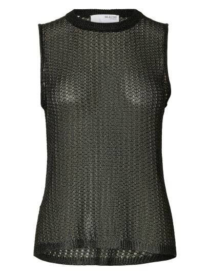 Selected Slfsadie Metallic Sl Knit O-Neck Top - Black - XS