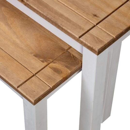 vidaXL Stablebord 2 stk hvit heltre furu Panama Range