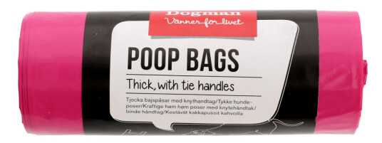Dogman Tykke Bæsjposer 50-pakning med Knytehåndtak Rosa