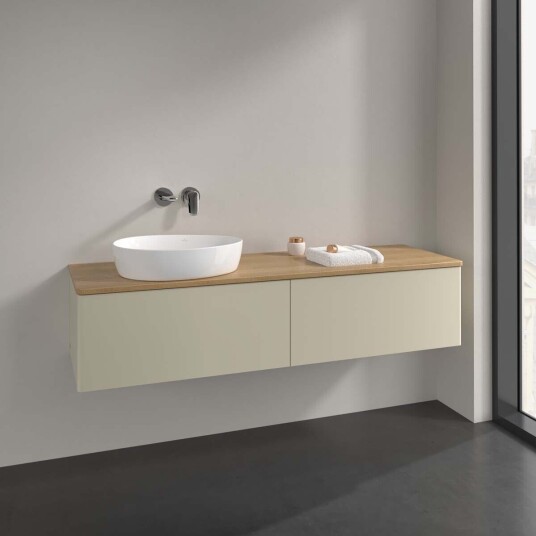 Villeroy & Boch Antao Servantskap med 2 skuffer 160x50x36 cm m/lys Grå Matt/Eik Villeroy & Boch Antao Servantskap med 2 skuffer 160x50x36 cm m/lys Grå Matt/Eik