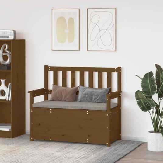 vidaXL Benk honningbrun 112,5x51,5x96,5 cm heltre furu