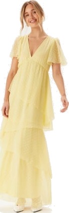VILA Vidobby S/S ANKEL LAYER DRESS Pale Banana 38 VILA Vidobby S/S ANKEL LAYER DRESS Pale Banana 38