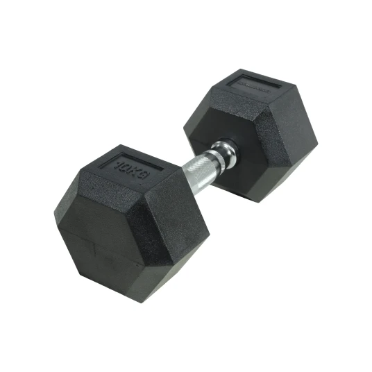 Crossmaxx Hexagon Manual 10 kg - Laget av støpejern, belagt med gummi - Riflet håndtak for godt grep - For crossfit og styrketrening Crossmaxx Hexagon Manual 10 kg - Laget av støpejern, belagt med gummi - Riflet håndtak for godt grep - For crossfit og styrketrening