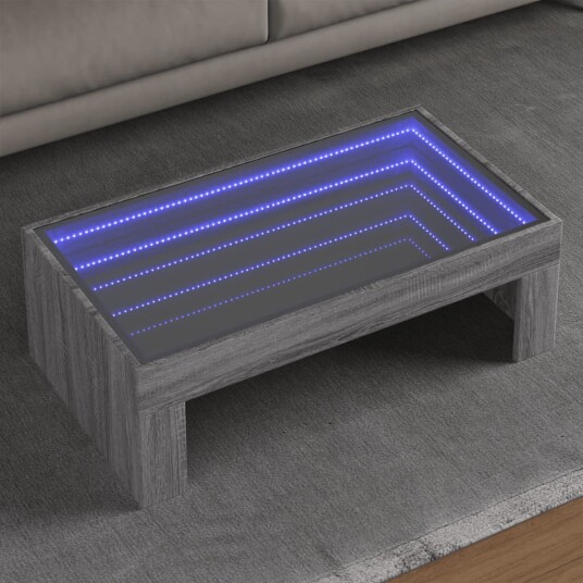 Salongbord med Infinity LED grå sonoma 90x50x30 cm 8721102677984