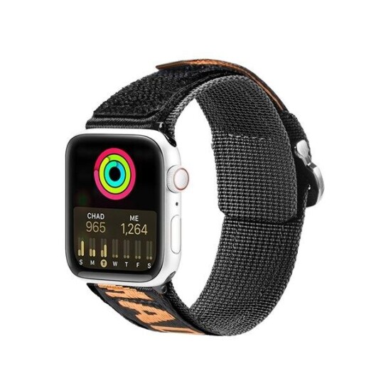 Dux Ducis Dux Ducis-Rem (Utendørsversjon) Apple Watch Ultra Strap, Se, 8, 7, 6, 5, 4, 3, 2, 1 (49, 45, 44, 42 Mm) Nylonbåndarmbånd Svart Og Oransje