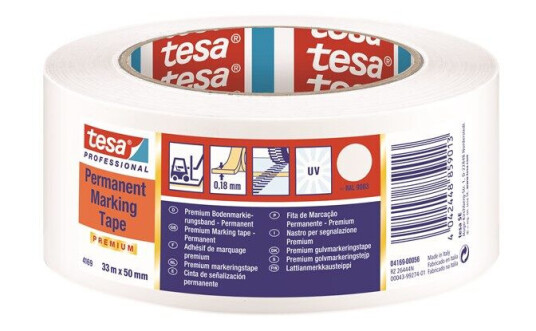 tesa Floor Marking Tape Premium indoor and outdoor 33m x 50 mm Hvit tesa Floor Marking Tape Premium indoor and outdoor 33m x 50 mm Hvit
