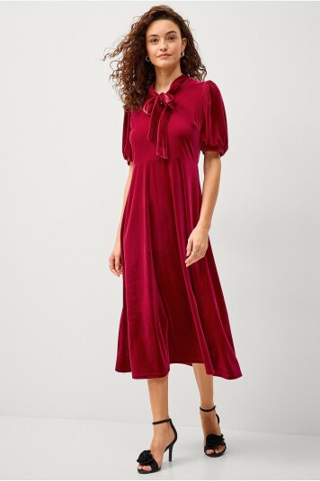 Jumperfabriken Fløyelkjole Selda Dress Rød
