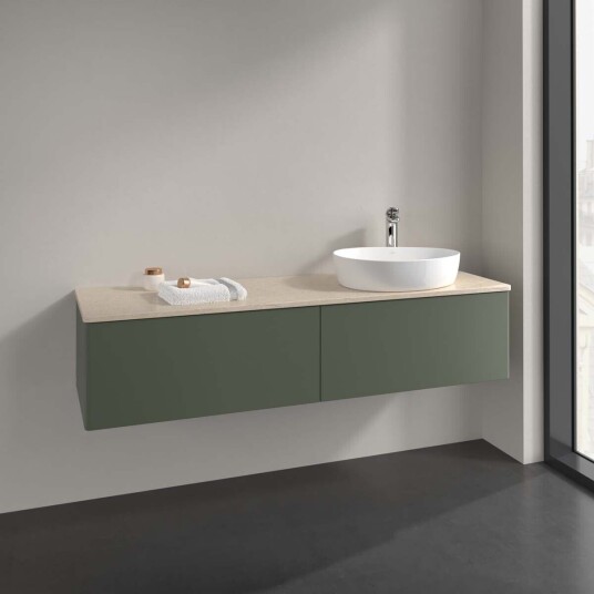 Villeroy & Boch Antao Servantskap med 2 skuffer 160x50x36 cm m/lys Grønn Matt/Crème