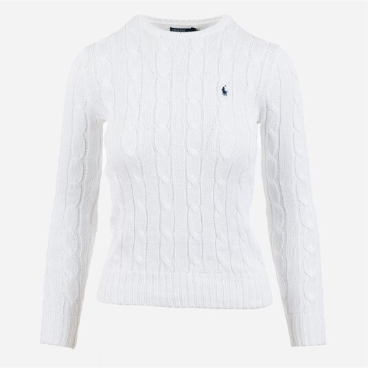 Ralph Lauren Cable Knit Cotton Crewneck Sweater - White Ralph Lauren Cable Knit Cotton Crewneck Sweater - White