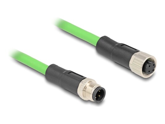 Delock Nettverksforlengelseskabel 4 Pin M12 D Hann Til 4 Pin M12 D Hunn 5 M 6.5 Mm Sf/Utp Grønn 80409