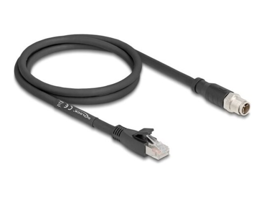 Delock Nettverkskabel 8 Pin M12-X Hunn Til Rj-45 Hunn 1 M 6.8 Mm S/Ftp Cat 5E Svart