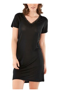 Damella Silk Nightdress SS Svart silke Large Dame Damella Silk Nightdress SS Svart silke Large Dame